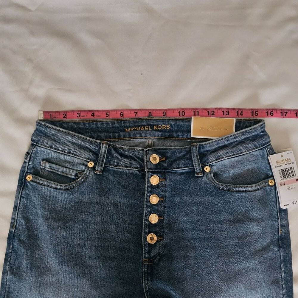 MICHAEL Michael‎ Kors Women's SELMA Stone Wash Crop Flare Jeans Size 10 NWT - Picture 13 of 15